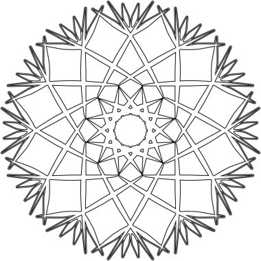 Süslü, yuvarlak karalama çiçeği beyaz arka planda izole edilmiş. Siyah hatlı mandala. Boyama kitabı için Geometrik çember,