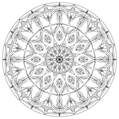 Yetişkin boyama kitabı, rahatlamak için bir zen mandala resmi sayfası
