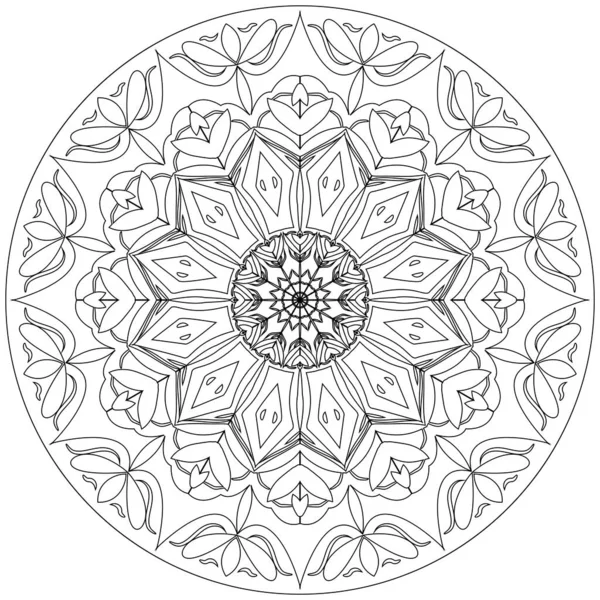 Livre Colorier Adulte Page Une Image Zen Mandala Pour Détendre — Image vectorielle
