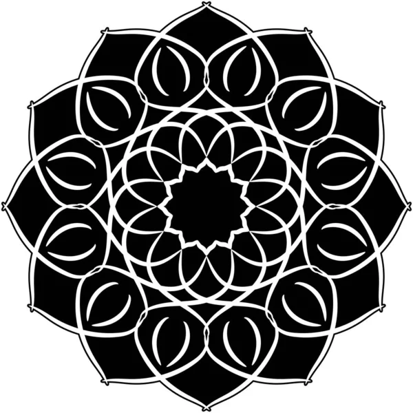 Arte Mandala Fuerte Estilo Vintage Negro Nuevo — Vector de stock