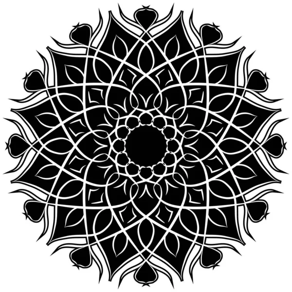 Arte Mandala Fuerte Estilo Vintage Negro Nueva Actualización — Vector de stock