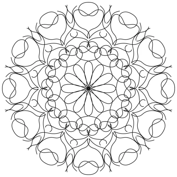 Mandala Grafika Černou Čárou Vzor Bílém Pozadí — Stockový vektor