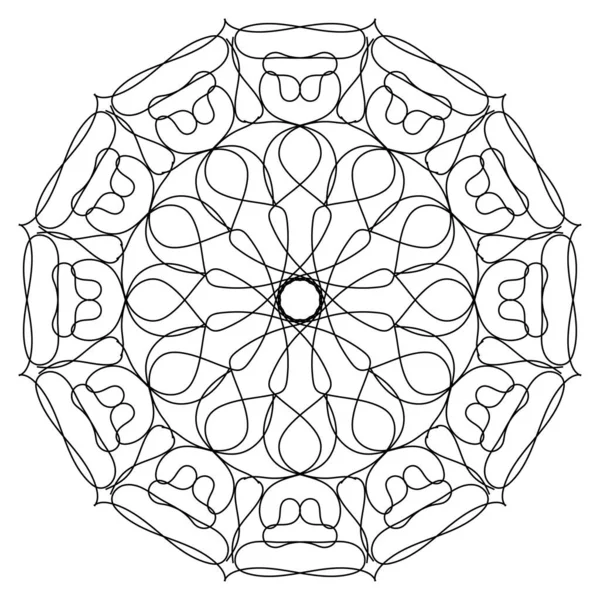 Grafica Mandala Con Motivo Linea Nera Sfondo Bianco — Vettoriale Stock