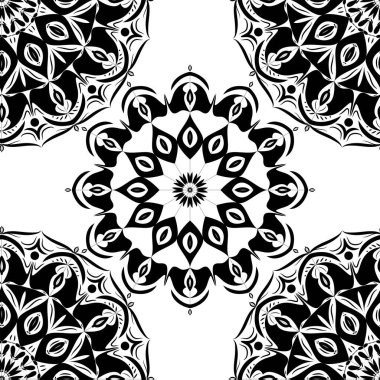 Kusursuz desen. Antika dekoratif elementler. El çizimi arka plan. İslam, Arapça, Hindistan, sedir motifleri. Kumaş, kağıt, kitap, duvar, tavan dekorasyonu vs. üzerine baskı yapmak için mükemmel.