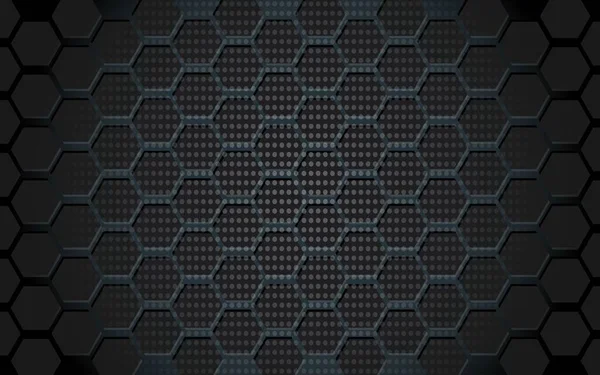 Dark Horizontal Background Hexagons Vector Background Lighting — Stock Vector