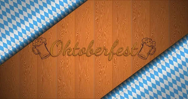 Couronne Oktoberfest Est Ornée Motif Carreaux Bleu Blanc Texte Oktoberfest — Image vectorielle