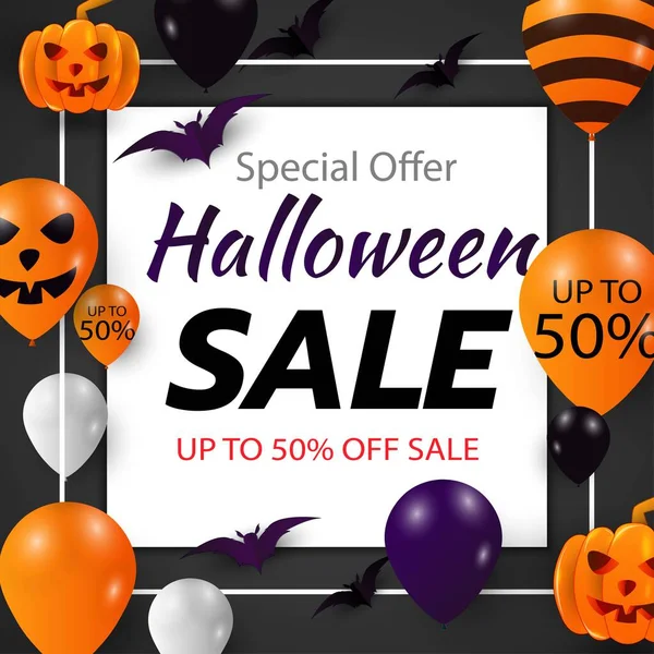 Vente Bannière Pour Joyeuses Vacances Halloween Avec Écriture Sur Fond — Image vectorielle