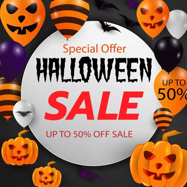 Mutlu Cadılar Bayramı için indirimli bayramlar. Geometrik arkaplanda canavar balonları, internet, posterler, el ilanları, reklamlar, promosyonlar, bloglar, sosyal medya, pazarlama, en yenileri.