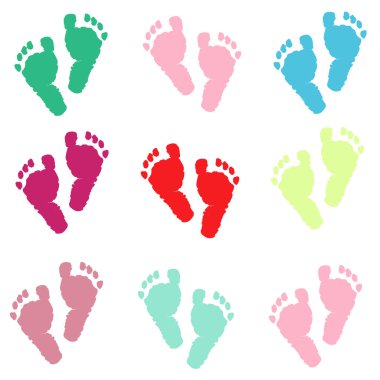 Renkli bebek ayak yazdırır. Bebek duş bebek tebrik arka plan