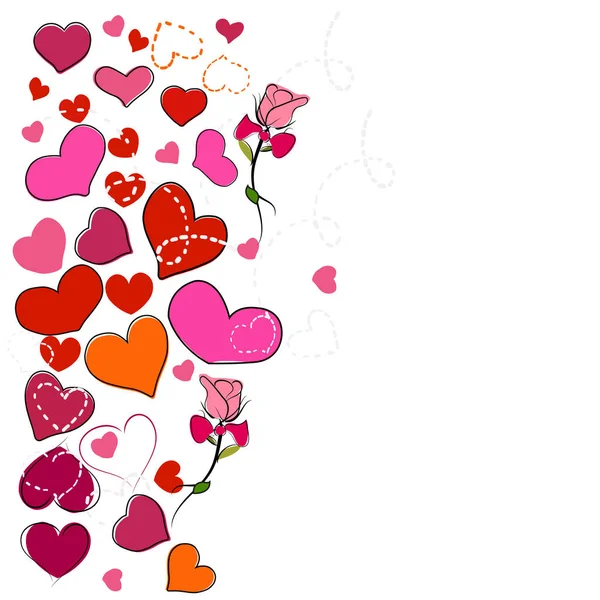 Feliz Dia Dos Namorados Cumprimentando Fundo Corações Rosas Fundo — Vetor de Stock