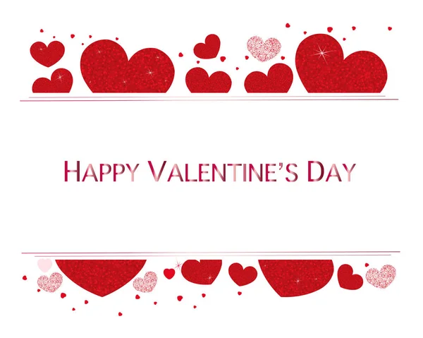 San Valentín Corazones Brillantes Feliz Día San Valentín Texto Día — Vector de stock