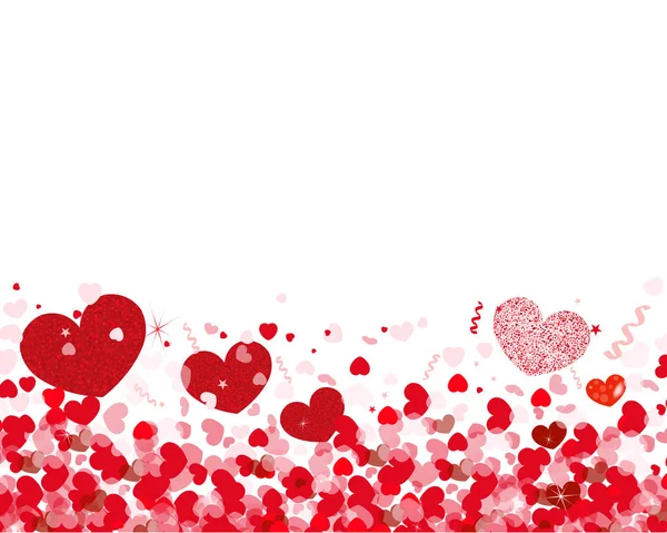 Valentine Shining Hearts Happy Valentines Day Background — Stock Vector