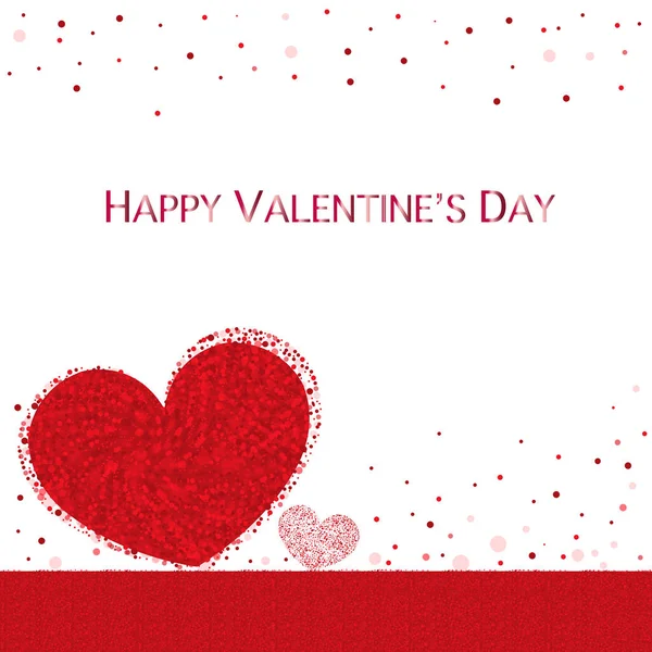 Brilho Brilhando Corações Vistosos Vermelhos Feliz Dia Dos Namorados Cartão — Vetor de Stock