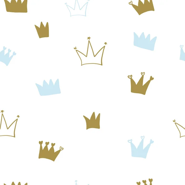 手绘王冠 无缝的男婴壁纸 — 图库矢量图片