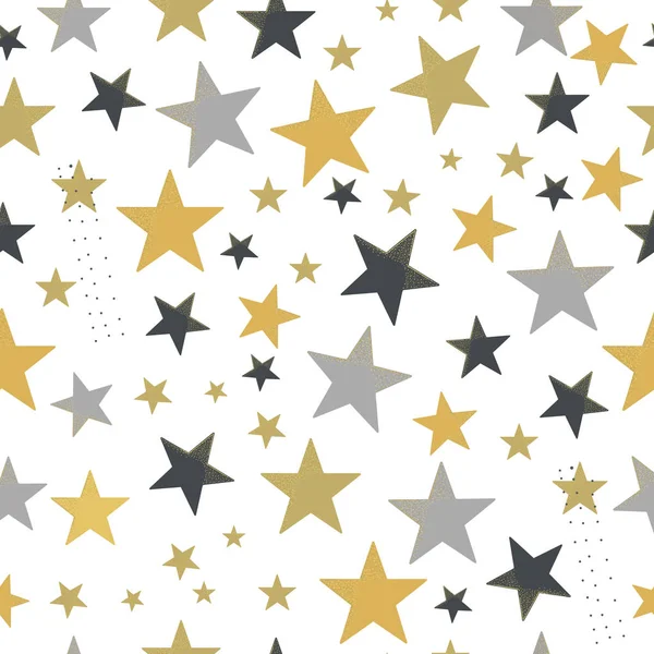 Shining Golden Silver Colored Stars Pattern — Stock Vector