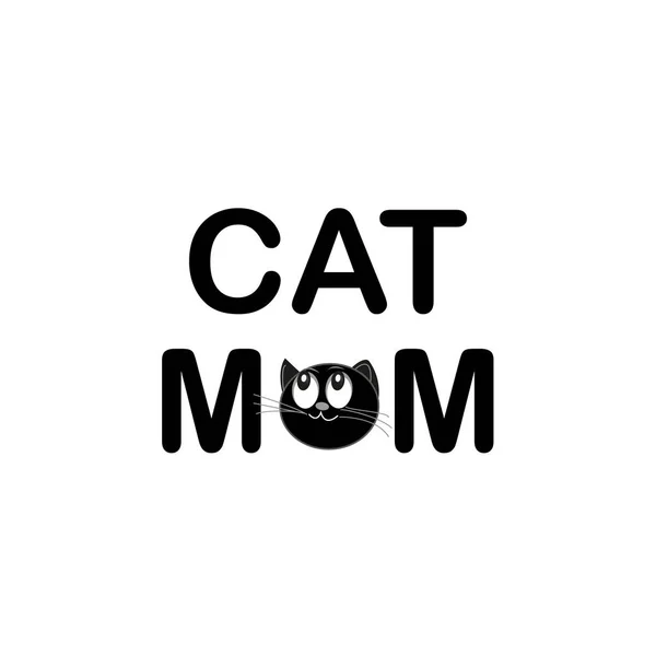 Кошачья Мама Смс Милой Черной Кошкой Поздравительная Открытка День Матери — стоковый вектор