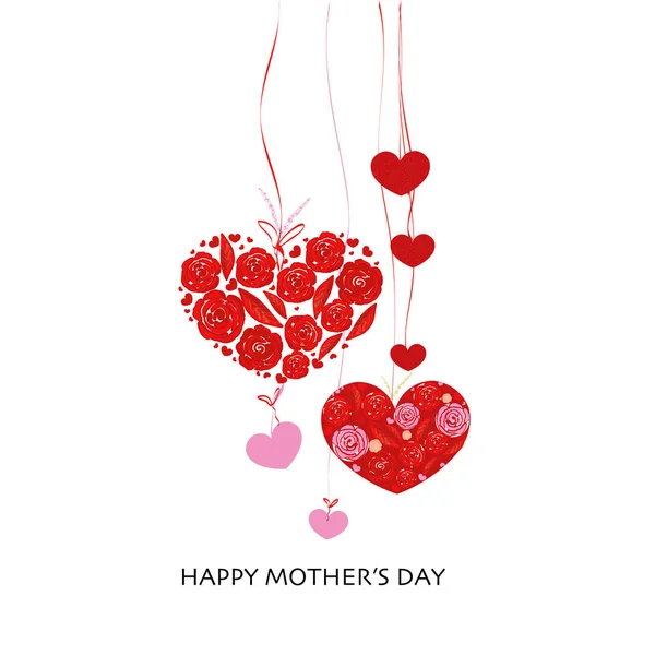 Της Μητέρας Ημέρα Ομορφιά Ευχετήρια Κάρτα Καρδιά Φτιαγμένη Από Τριαντάφυλλα — Διανυσματικό Αρχείο