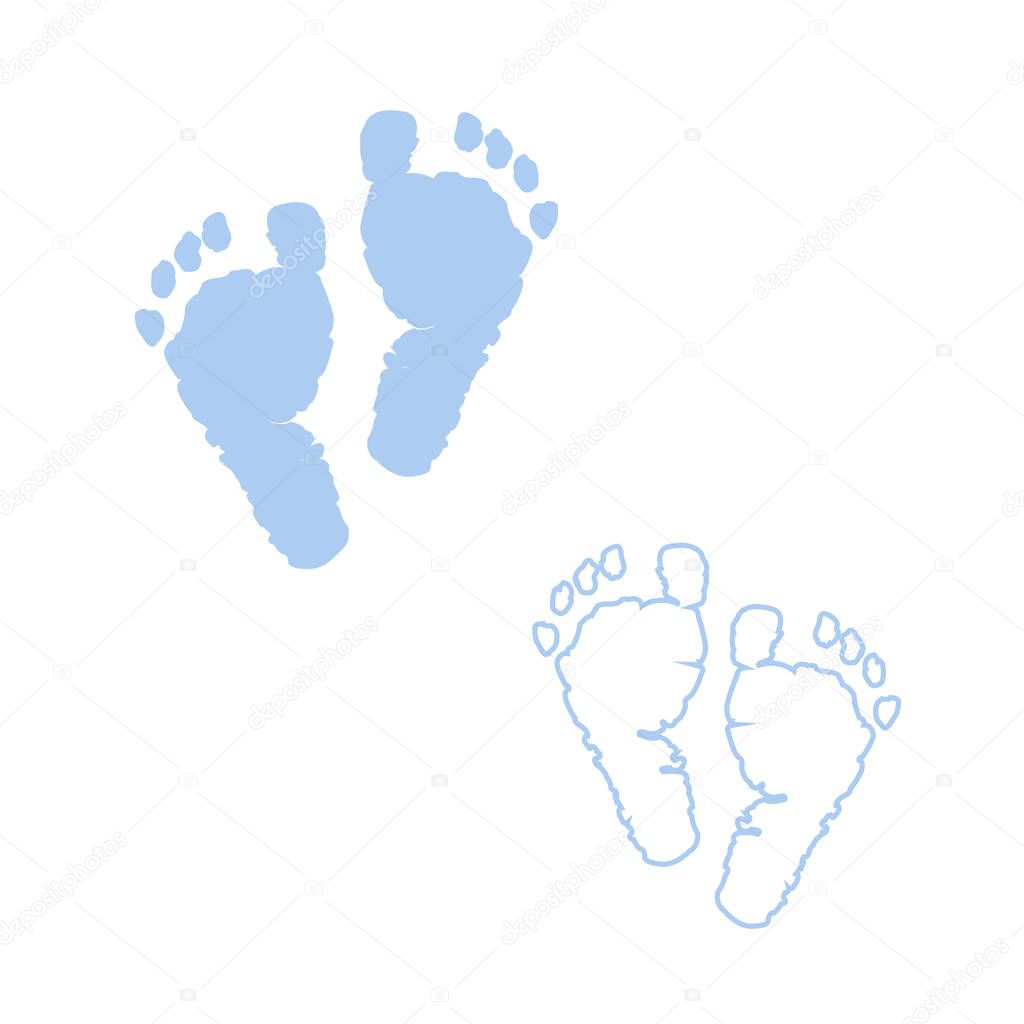  Baby foot prints. Blue colored with Baby girl baby boy. Twin baby symbol. Baby shower It's a boy