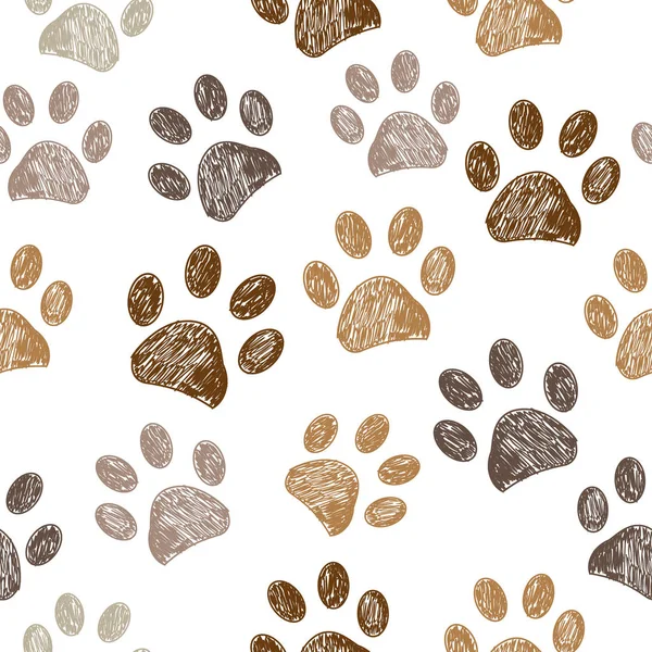 Seamless Brown Colored Paw Print Background — Stock Vector