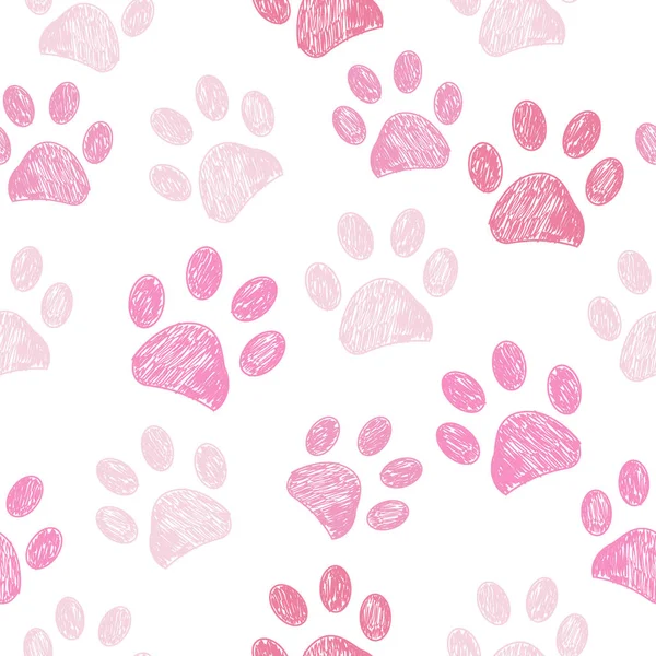 Seamless Pink Colored Paw Print Background — Stock Vector