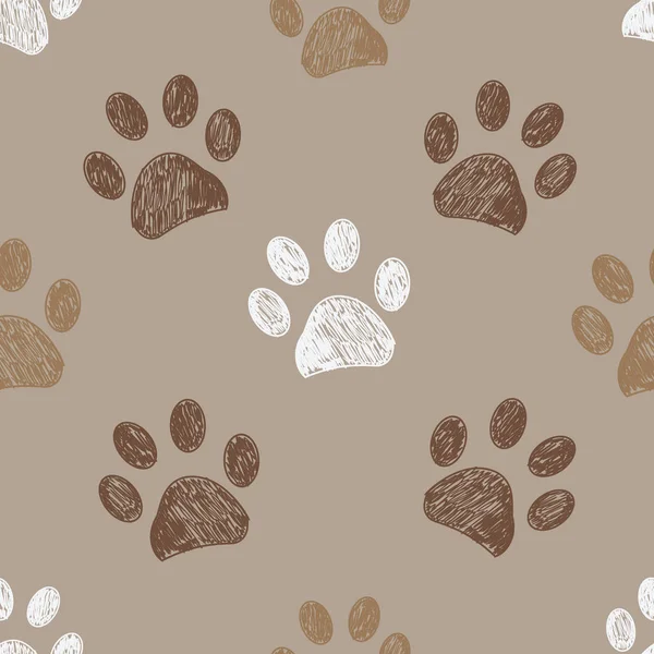 Seamless Pattern Textile Design Seamless Brown Light Brown Colored Paw — Stock Vector