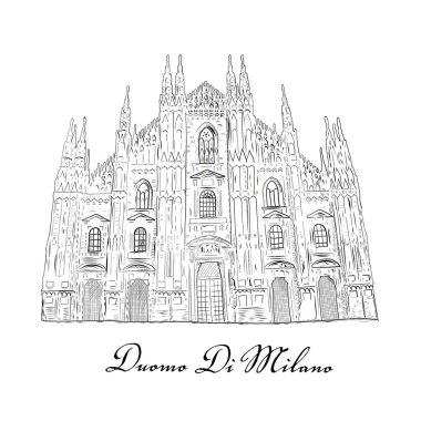 Milan, İtalya. Duomo Katedrali çizim elementleri