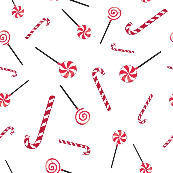 Süßigkeiten Weiß Und Rot Gefärbte Neue Jahr Und Weihnachten Nahtlose — Stockvektor