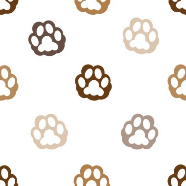 Kumaş tasarım vektör deseni için kedi el izi kahverengi pençe izi