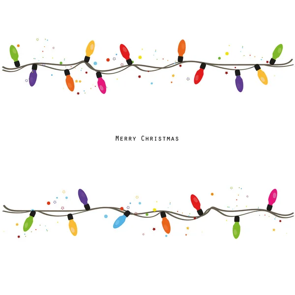 Renkli Noel lambası çerçeve tasarımı. Mutlu yıllar tebrik kartı vektör illüstrasyonları