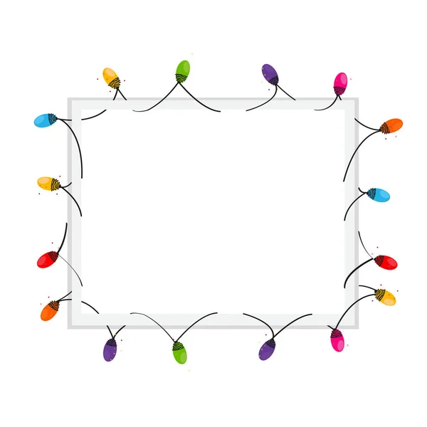 Πολύχρωμο Φως Χριστουγέννων Λαμπτήρας Κενό Πλαίσιο Διάνυσμα Φόντο — Διανυσματικό Αρχείο