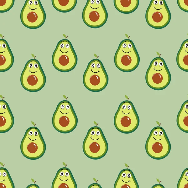かわいい緑のアボカドシームレスなファブリックデザインパターン — ストックベクタ