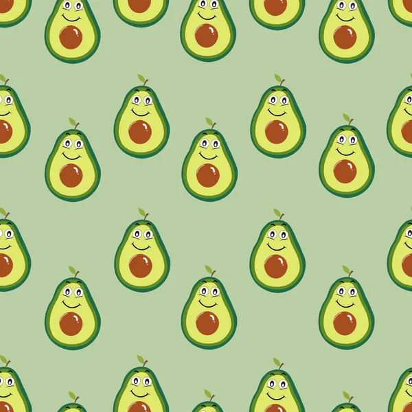 Mignon Vert Avocats Motif Conception Tissu Sans Couture — Image vectorielle