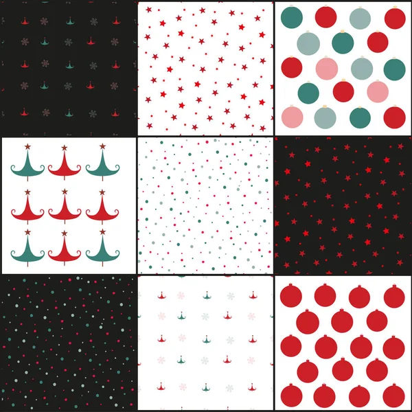 Christmas Seamless Pattern Winter Background Vector Set — Stock Vector