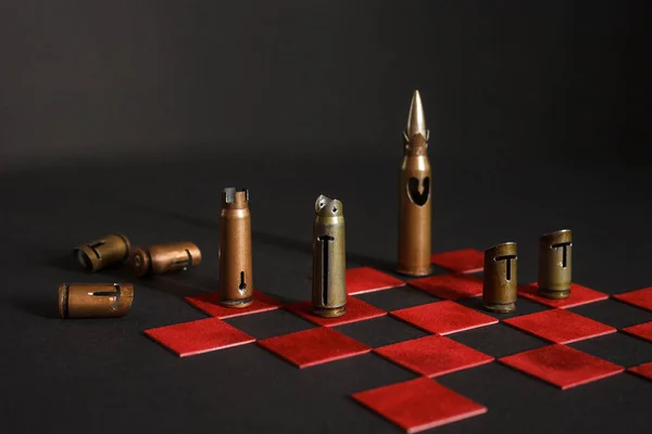 Jeu Échecs Fabriqué Main Avec Des Balles Calibre 62X54 62X39 — Photo