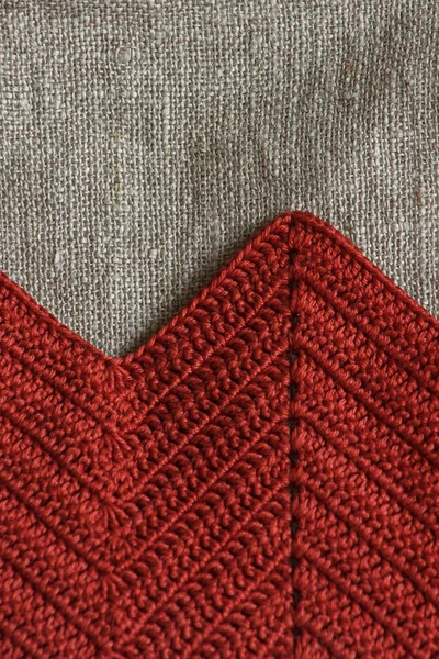 Crossbody Bag Close Linen Bag Knitted Red Decor — Stock Photo, Image