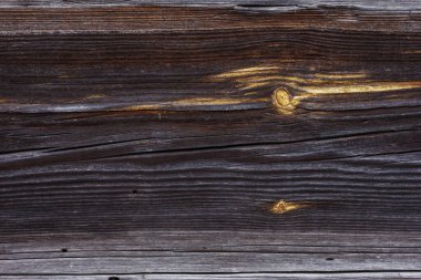 Reçine düğümlü ahşap bir doku. Eski ahşap duvarlar. Yakın plan, Arkaplan.