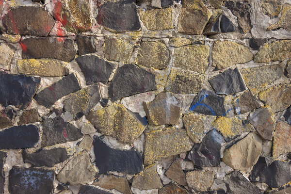 Old stone wall. The wall is made of stone. Background.