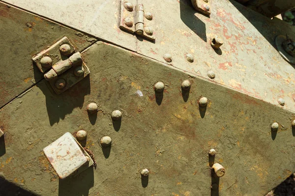 Details Artillerie Geweer Camouflage Oppervlak Met Exfoliated Verf Klinknagels Het — Stockfoto