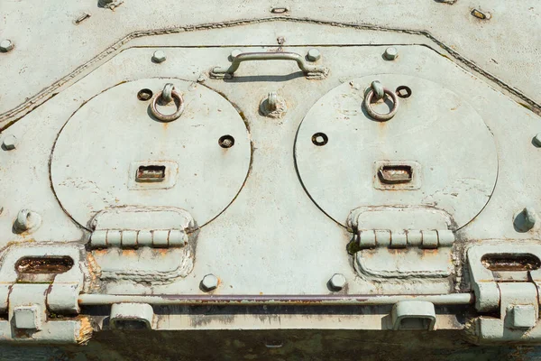 Dettagli Del Vecchio Carro Armato Sovietico Militare Verde Camuffamento Metallo — Foto Stock