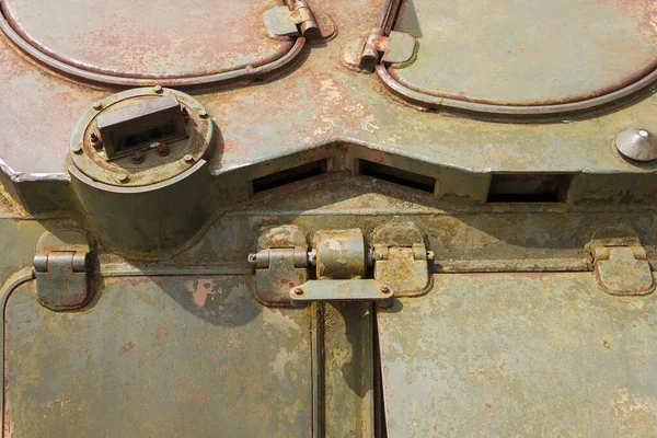 Dettagli Della Vecchia Portaerei Sovietica Militare Verde Camuffamento Metallo Sfondo — Foto Stock