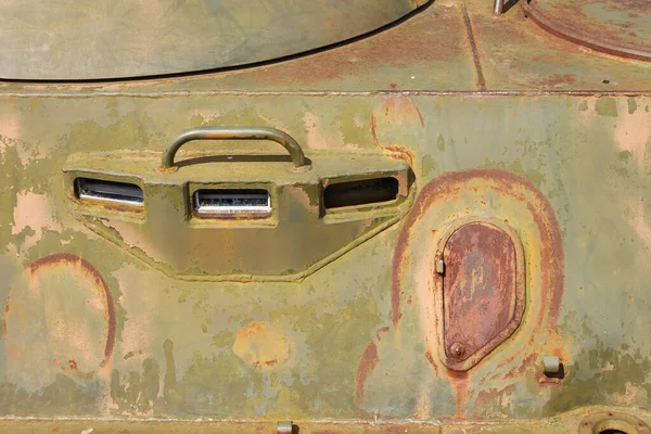 Dettagli Della Vecchia Portaerei Sovietica Militare Verde Camuffamento Metallo Sfondo — Foto Stock