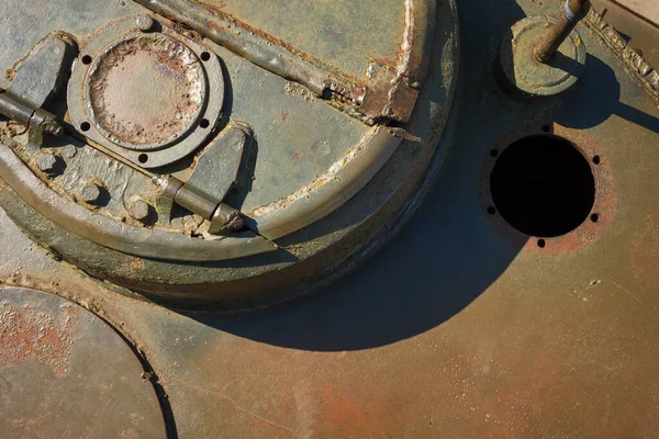 Details Van Oude Sovjet Tank Militair Groen Camouflage Metalen Achtergrond — Stockfoto
