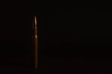 Koyu arkaplandaki bir tüfek için fişek. Boşluğu kopyala