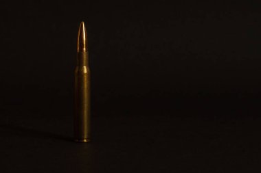 Koyu arkaplandaki bir tüfek için fişek. Boşluğu kopyala