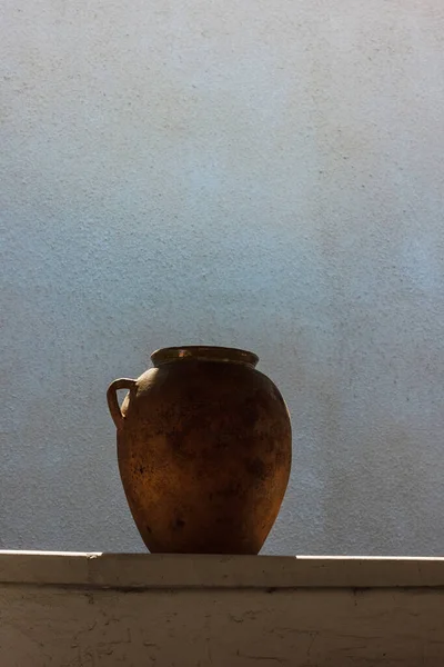 Pot Argile Est Éclairée Par Soleil Matin Produit Céramique Sur — Photo