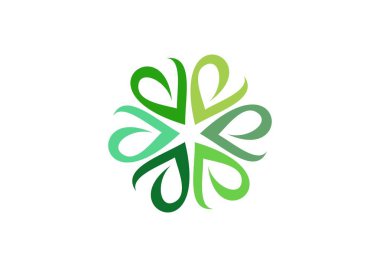 Daire yeşil yaprakları logosu, ekolojik bitki botanik sembolü, doğal yeşil yaprak harf E simge vektör tasarımı