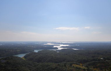 Önce ada peyzaj Shima Japonya bay