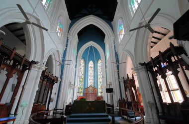 Singapur - 15 Kasım 2018: St Andrews Katedrali Singapur.