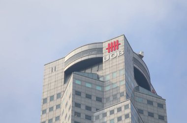 Singapur - 16 Kasım 2018: Uob Amerika yurtdışı banka logosunu görmeniz gerekir. UOB Amerika yurtdışı banka 1935 yılında kurulan Singapur merkezi bir büyük bankacılık kuruluştur.