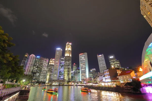 Singapur Downtwon Nocna Panorama — Zdjęcie stockowe